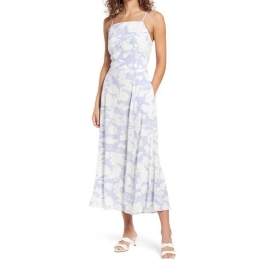 Open‎ Edit Women's Sleeveless Marble Print Open Back Sundress in Blue Fusion XS